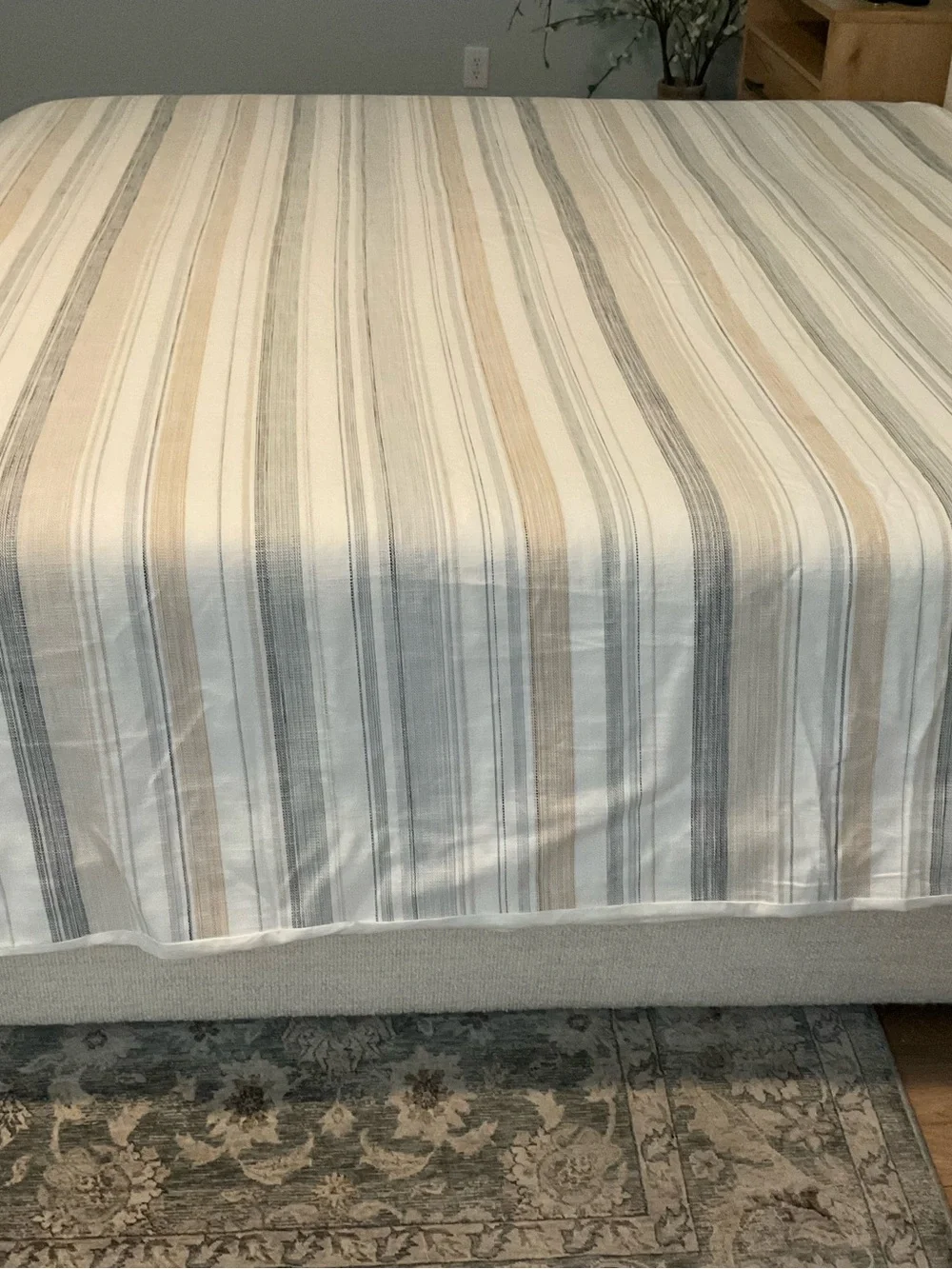 Pottery Barn Striped Bed Sheet in Cream, Gray, and Tan